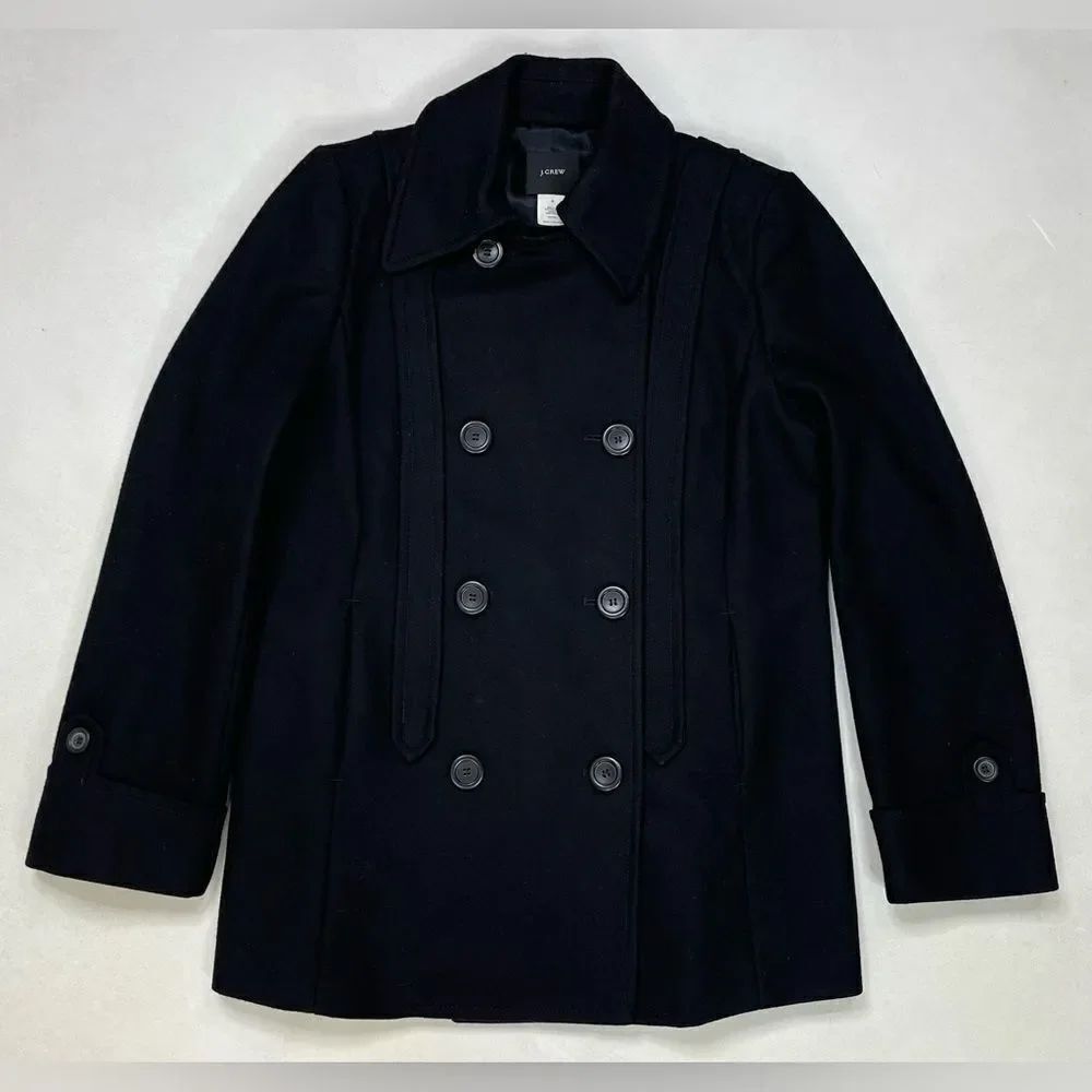 J Crew Peacoat Wool Jacket Women Size 8 Black